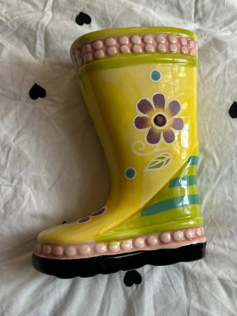 Yellow Ceramic Rain Boot Vase